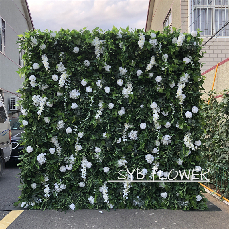 Wedding Supplies Nice Quality 3D Wedding Decor Backdrop Plant Silk Roll-up Panel Artificial Flowers Decorative Flower Wall #071-2