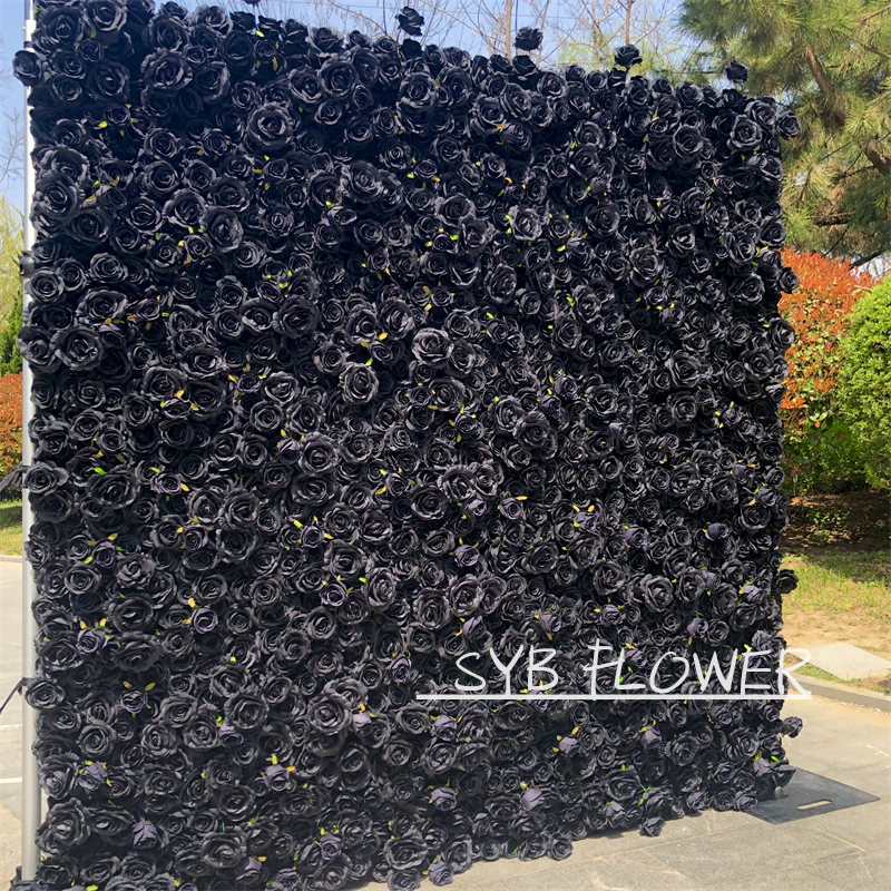 SYB Wedding Outdoor Decor 3D Roll Up Cloth Flower Walls Wedding Artificial Silk Flower Wall Panel #99