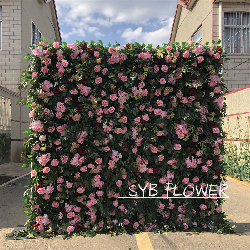 Wholesale Custom Party Wall Wedding Supplies Decoration Flower Backdrop Silk Artificial Decorative Flower Wall #121
