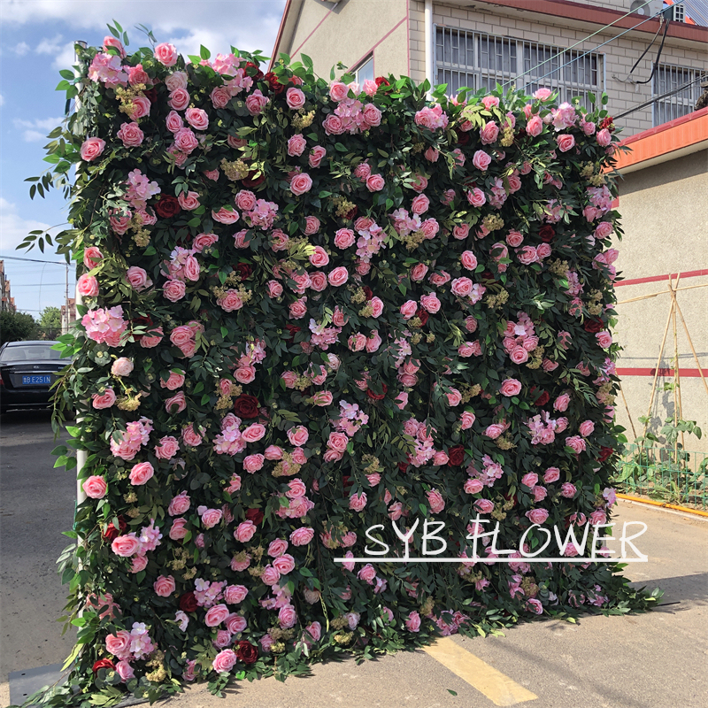 Wholesale Custom Party Wall Wedding Supplies Decoration Flower Backdrop Silk Artificial Decorative Flower Wall #121