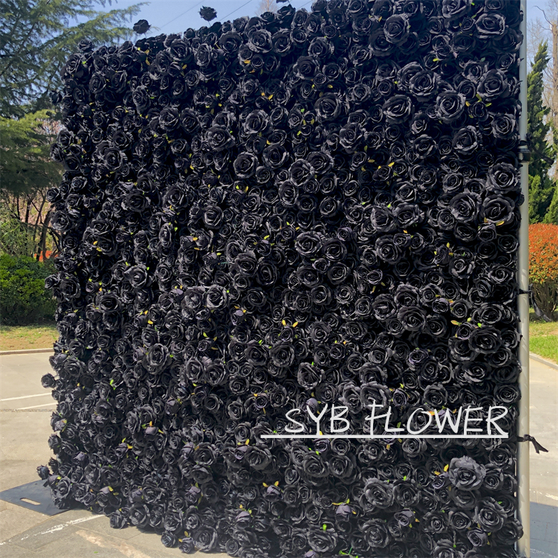 SYB Wedding Outdoor Decor 3D Roll Up Cloth Flower Walls Wedding Artificial Silk Flower Wall Panel #99