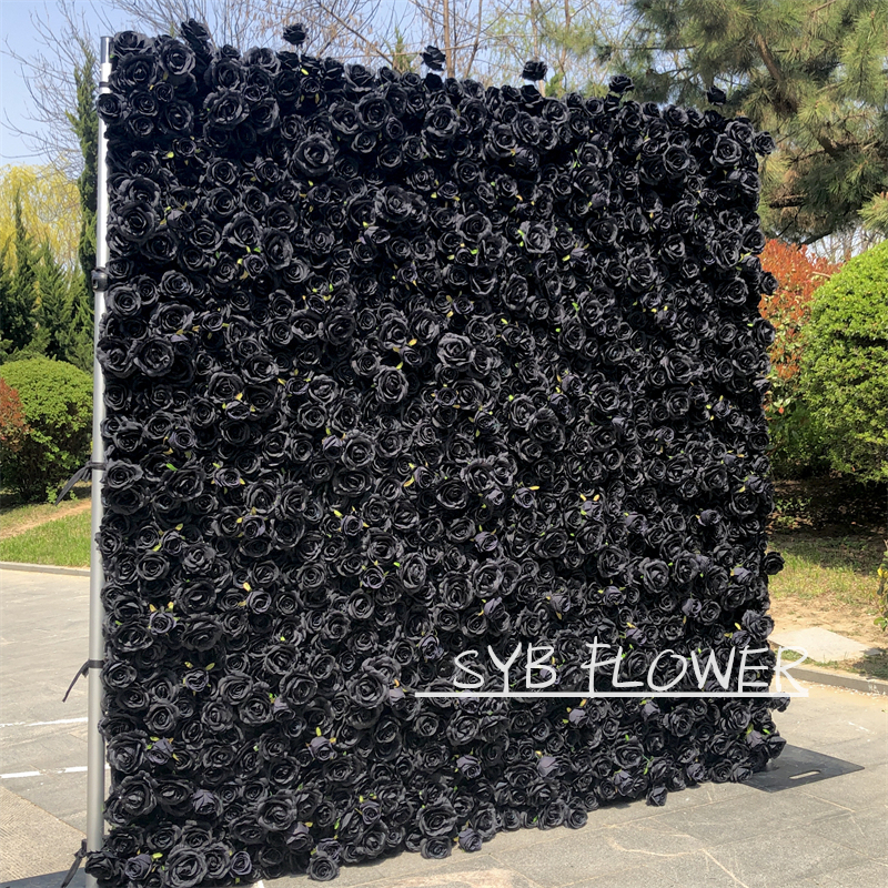 SYB Wedding Outdoor Decor 3D Roll Up Cloth Flower Walls Wedding Artificial Silk Flower Wall Panel #99