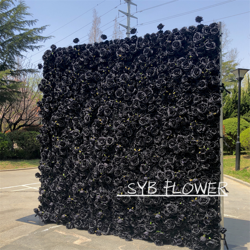SYB Wedding Outdoor Decor 3D Roll Up Cloth Flower Walls Wedding Artificial Silk Flower Wall Panel #99