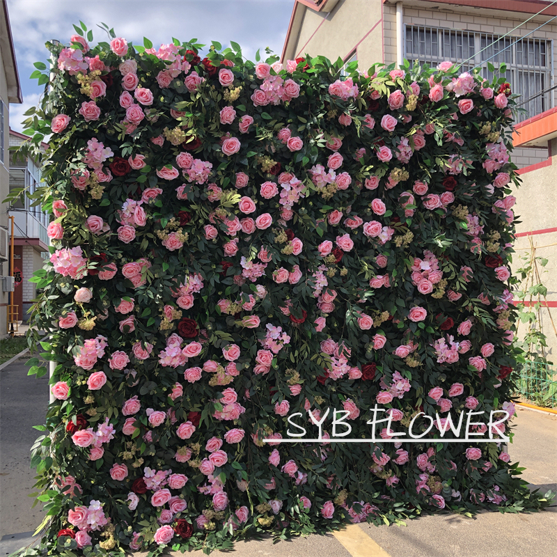 Wholesale Custom Party Wall Wedding Supplies Decoration Flower Backdrop Silk Artificial Decorative Flower Wall #121
