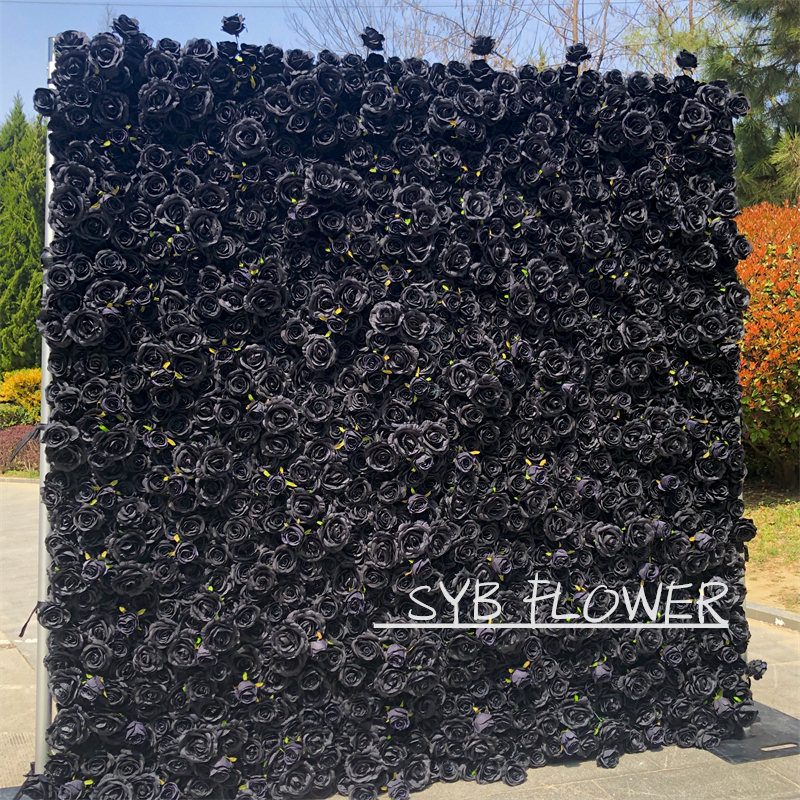 SYB Wedding Outdoor Decor 3D Roll Up Cloth Flower Walls Wedding Artificial Silk Flower Wall Panel #99