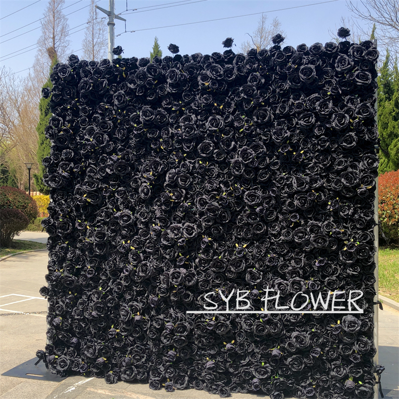 SYB Wedding Outdoor Decor 3D Roll Up Cloth Flower Walls Wedding Artificial Silk Flower Wall Panel #99