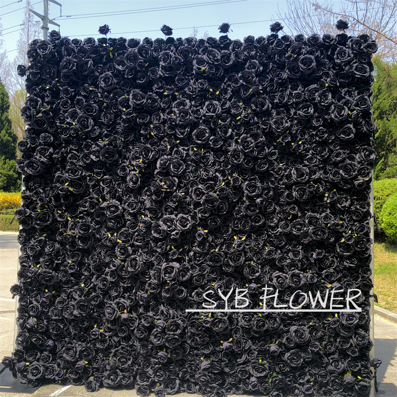 SYB Wedding Outdoor Decor 3D Roll Up Cloth Flower Walls Wedding Artificial Silk Flower Wall Panel #99