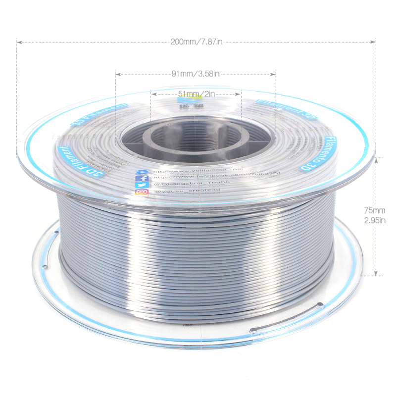 YOUSU Silk PLA 3D Filament with gorgeous surface, Tangle free, Pearlescent  1.75mm, 2.85mm 1kg