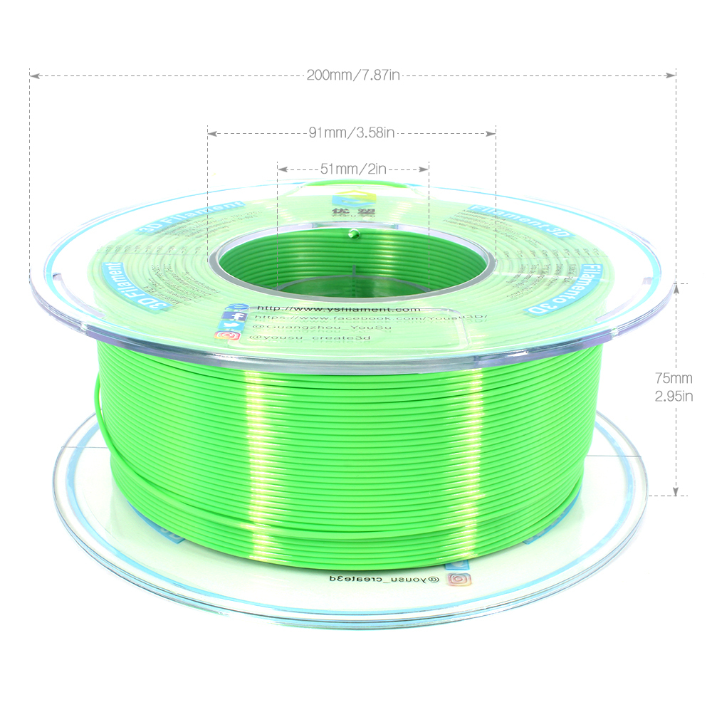 YOUSU Silk PLA 3D Filament with gorgeous surface, Tangle free, Pearlescent  1.75mm, 2.85mm 1kg