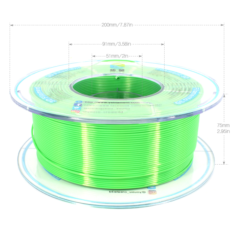 YOUSU Silk PLA 3D Filament with gorgeous surface, Tangle free, Pearlescent  1.75mm, 2.85mm 1kg