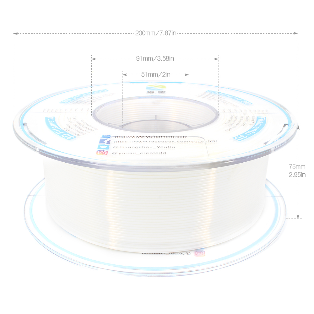 YOUSU Silk PLA 3D Filament with gorgeous surface, Tangle free, Pearlescent  1.75mm, 2.85mm 1kg