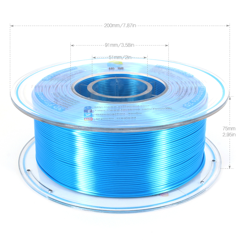 YOUSU Silk PLA 3D Filament with gorgeous surface, Tangle free, Pearlescent  1.75mm, 2.85mm 1kg