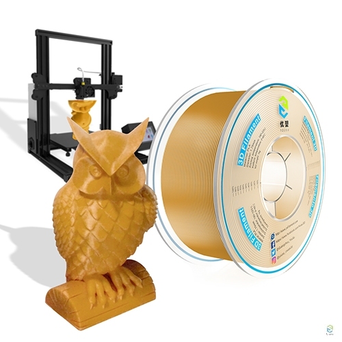 Tangle free PLA 3D Filament by Yousu, Gold, 1.75mm 1kg, Non-brittle, Strong  bonding and overhang performance