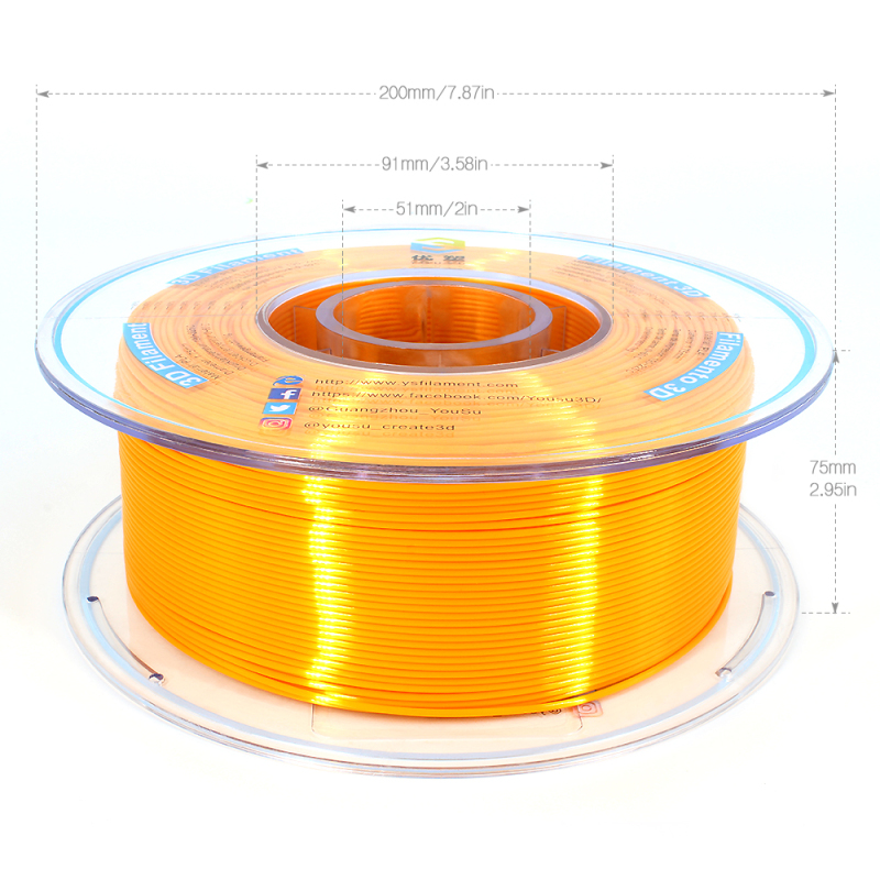 YOUSU Silk PLA 3D Filament with gorgeous surface, Tangle free, Pearlescent  1.75mm, 2.85mm 1kg