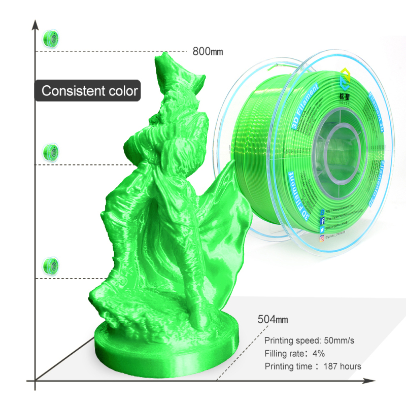 YOUSU Silk PLA 3D Filament with gorgeous surface, Tangle free, Pearlescent  1.75mm, 2.85mm 1kg