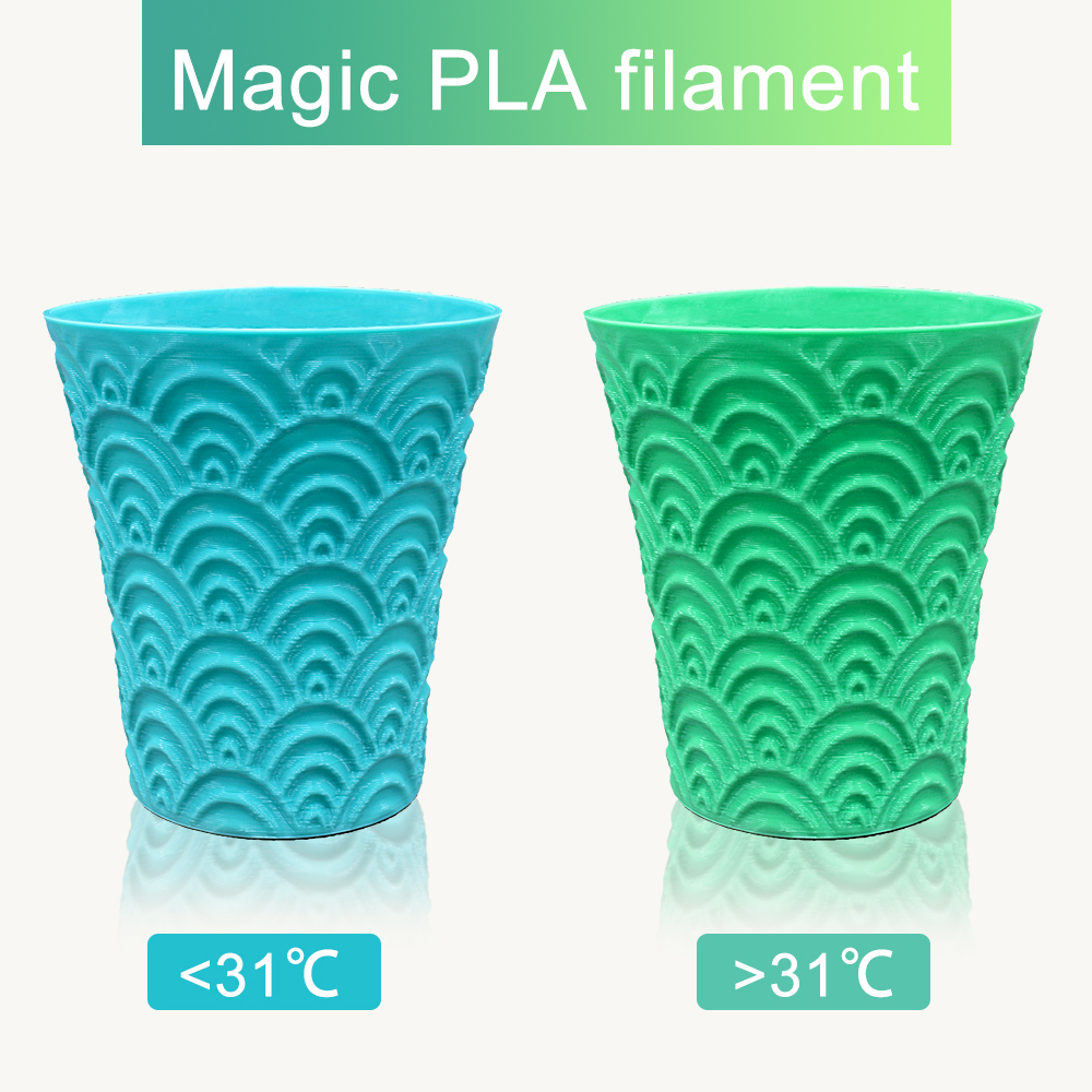 YOUSU Color Changing by Temperature PLA Filament, Blue Green to Yellow Green Color, 1.75 mm 3D Filament, 10Meters(32.8Feet) Trial Pack for 3D Printer&
