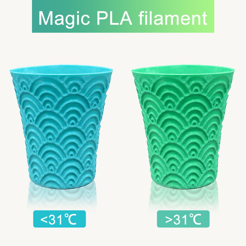 YOUSU Color Changing by Temperature PLA Filament, Blue Green to Yellow Green Color, 1.75 mm 3D Filament, 10Meters(32.8Feet) Trial Pack for 3D Printer&amp;