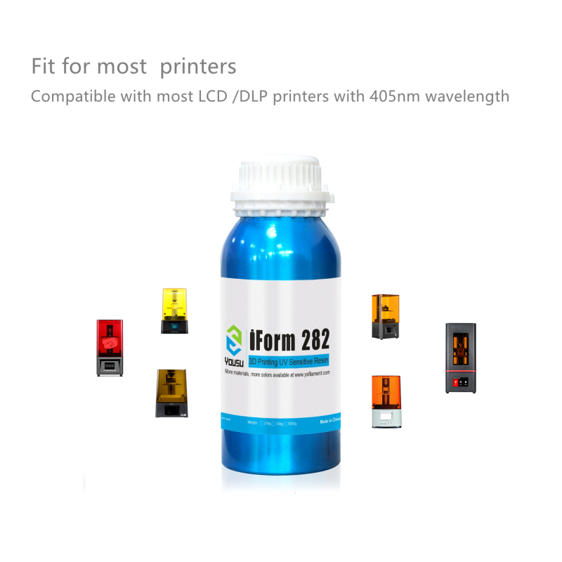 YOUSU iForm 282 High transparent Resin 3D Printer Resin 405nm HiClear HiTemp LCD DLP Printer UV Cure 3D Print Liquid Photopolymer Resin Transparent 50
