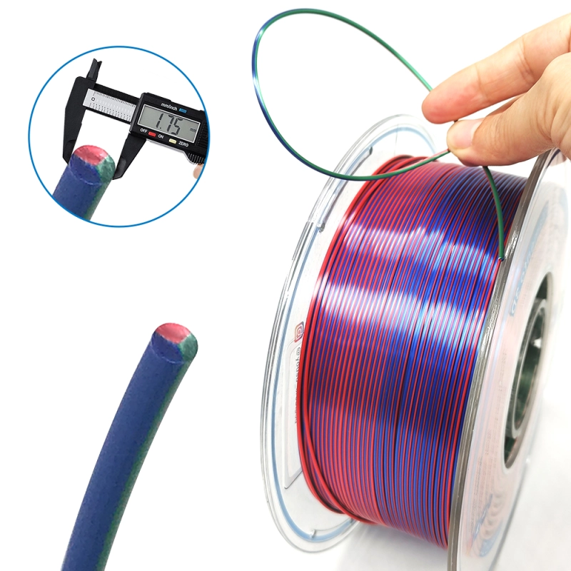 YOUSU Tri-color Silk PLA Gold Red blue 3D Filament with gorgeous surface, Tangle free, Pearlescent  1.75mm, 2.85mm 1kg