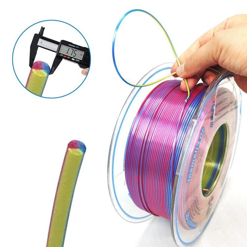 YOUSU Tri-color Silk PLA Gold Red blue 3D Filament with gorgeous surface, Tangle free, Pearlescent  1.75mm, 2.85mm 1kg