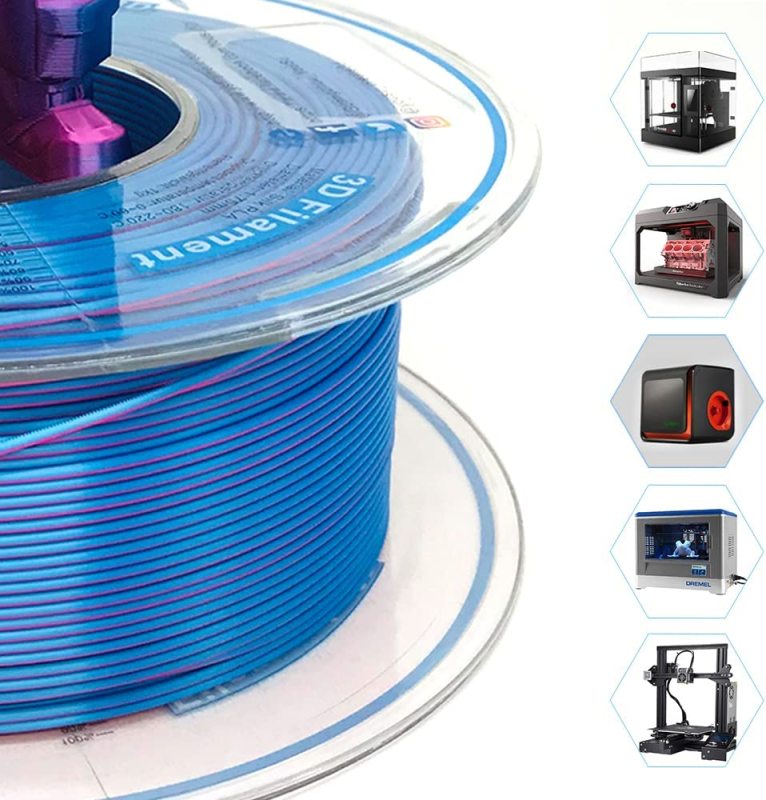 YOUSU Dual color  PLA 3D Filament with gorgeous surface, Tangle free, Pearlescent  1.75mm, 2.85mm 1kg