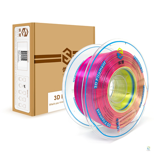 YOUSU Tri-color Silk PLA 3D Filament with gorgeous surface, Tangle free,  Pearlescent 1.75mm, 2.85mm 1kg