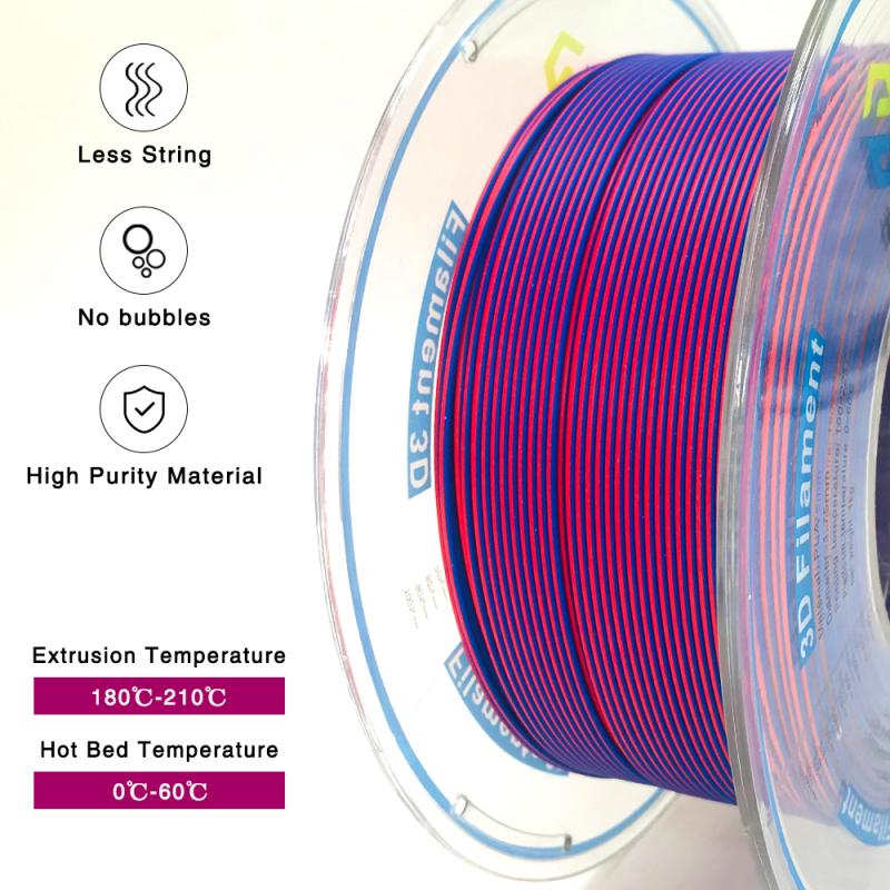 YOUSU Dual color  PLA 3D Filament with gorgeous surface, Tangle free, Pearlescent  1.75mm, 2.85mm 1kg