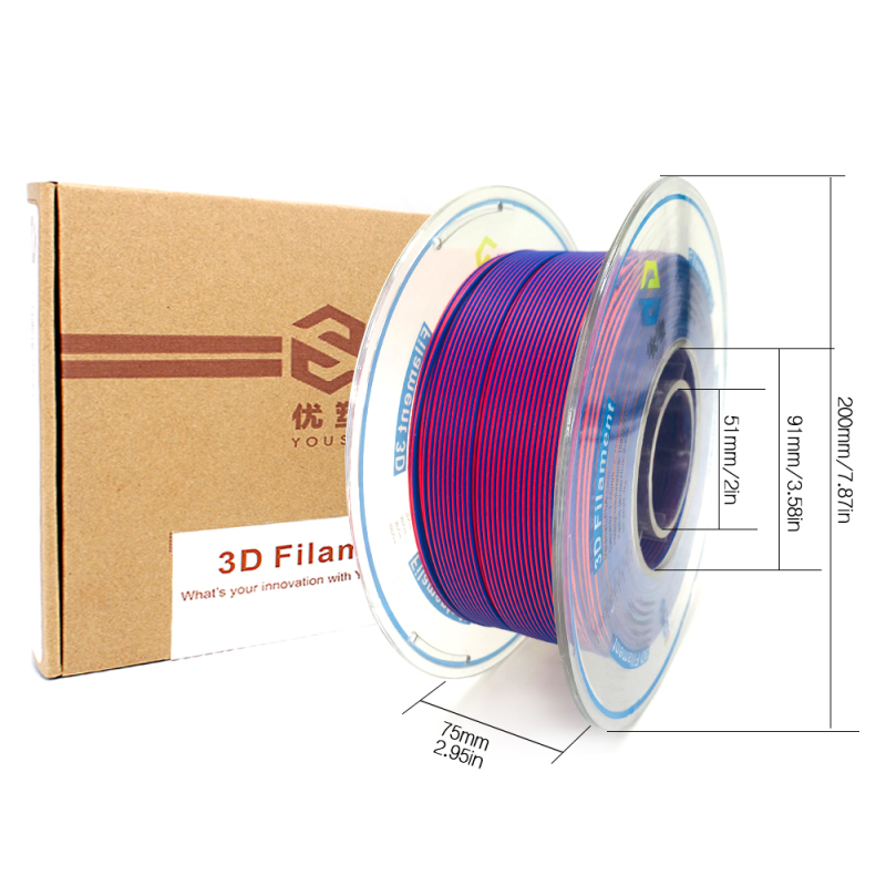 YOUSU Dual color  PLA 3D Filament with gorgeous surface, Tangle free, Pearlescent  1.75mm, 2.85mm 1kg