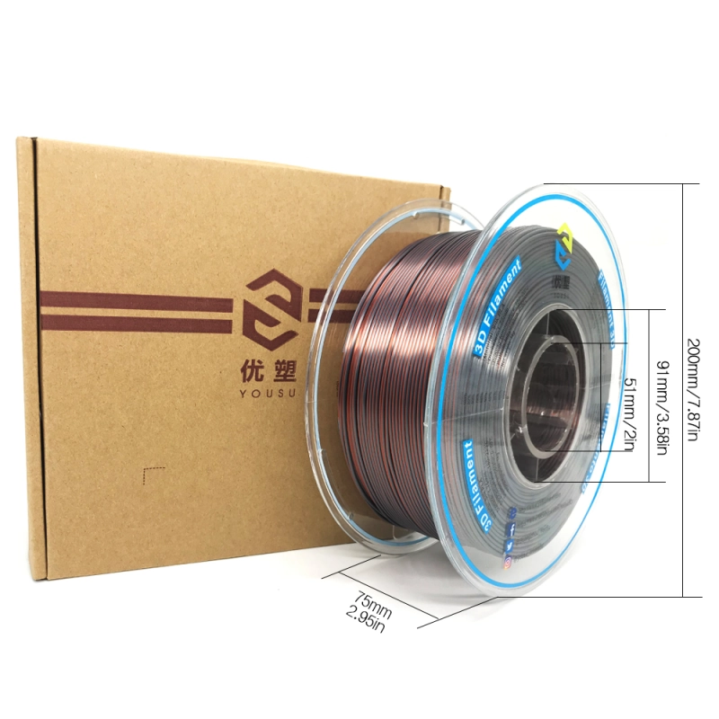 YOUSU Dual color  PLA 3D Filament with gorgeous surface, Tangle free, Pearlescent  1.75mm, 2.85mm 1kg