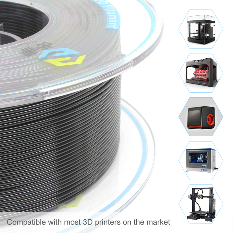 YOUSU Carbon Fiber PLA  3D Filament with high strength, Tangle free, Matte black 1.75mm, 2.85mm 1kg