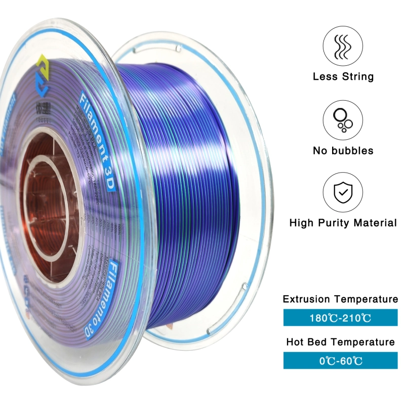 YOUSU Tri-color Silk PLA 3D Filament with gorgeous surface, Tangle free, Pearlescent  1.75mm, 2.85mm 1kg