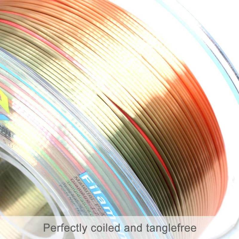 YOUSU  Rainbow Silk PLA 3D Filament with gorgeous surface, Tangle free, Pearlescent  1.75mm, 2.85mm 1kg