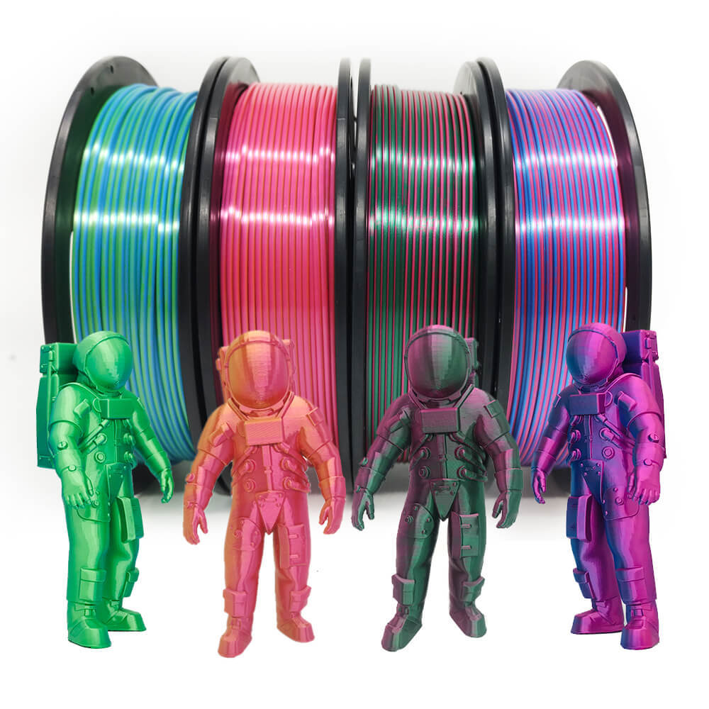 YOUSU Dual color  PLA 3D Filament with gorgeous surface, Tangle free, Pearlescent  1.75mm, 2.85mm 1kg