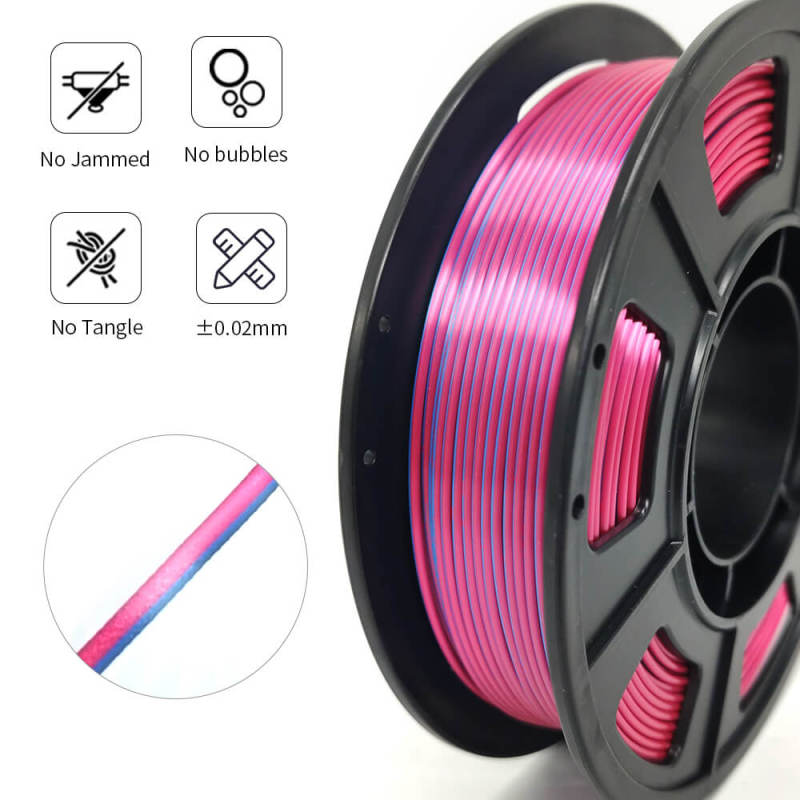 YOUSU Dual color  PLA 3D Filament with gorgeous surface, Tangle free, Pearlescent  1.75mm, 2.85mm 1kg