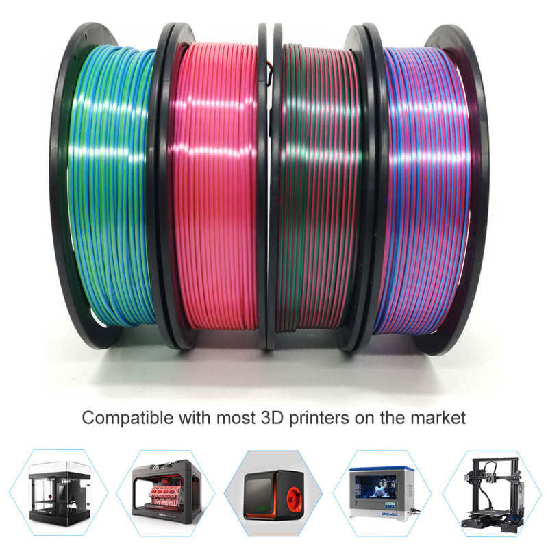 YOUSU Dual color  PLA 3D Filament with gorgeous surface, Tangle free, Pearlescent  1.75mm, 2.85mm 1kg