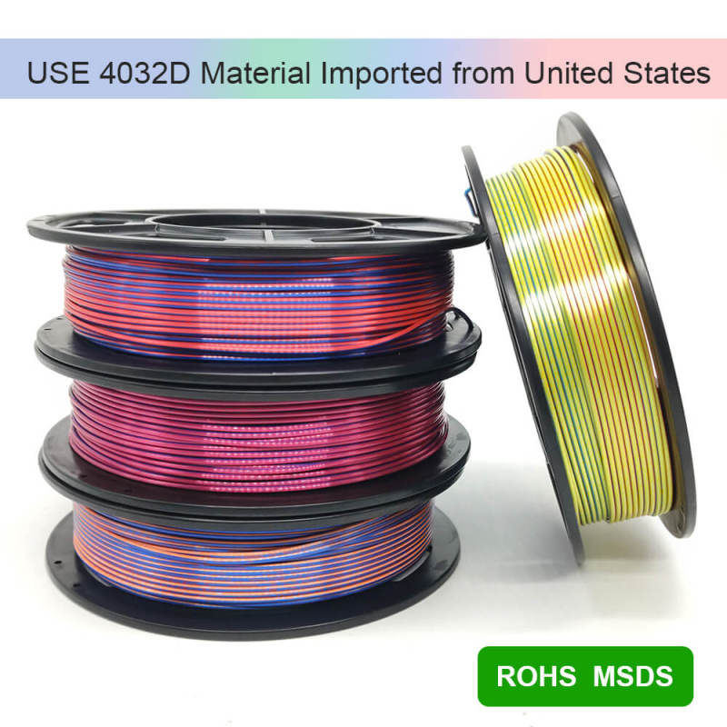 YOUSU Tri-color Silk PLA 3D Filament with gorgeous surface, Tangle free, Pearlescent  1.75mm, 2.85mm 1kg