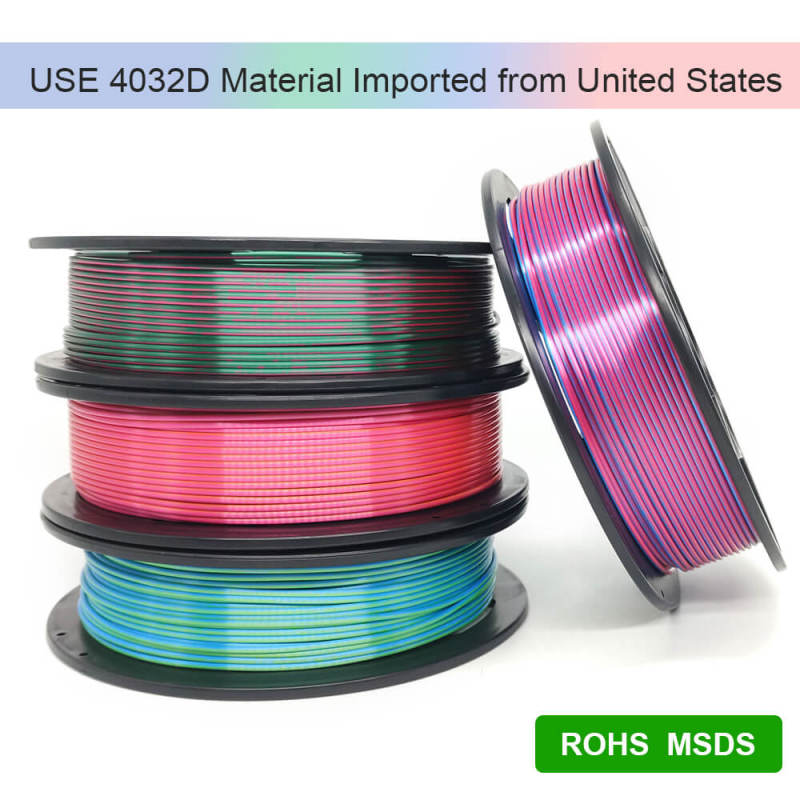 YOUSU Dual color  PLA 3D Filament with gorgeous surface, Tangle free, Pearlescent  1.75mm, 2.85mm 1kg