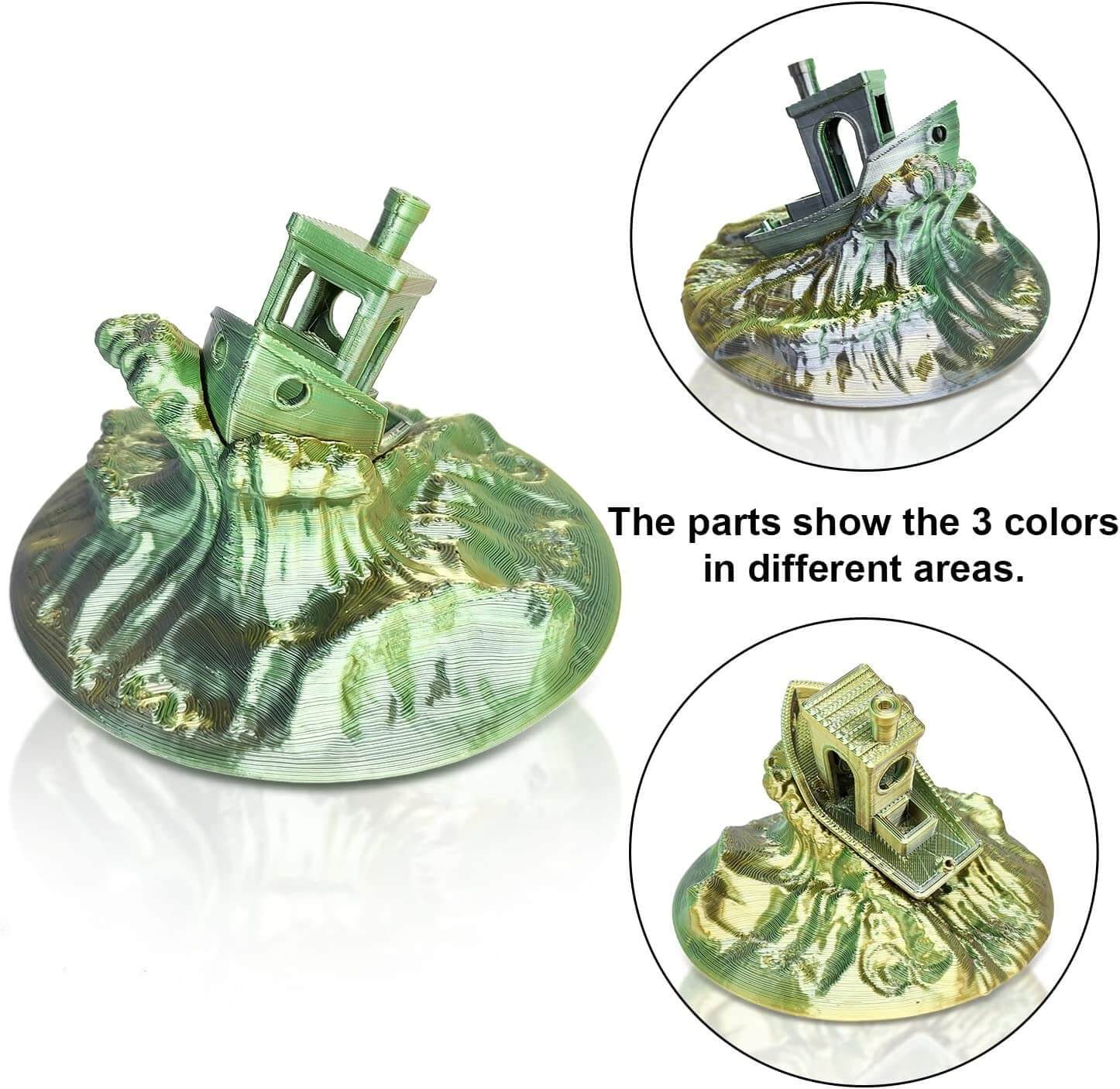 YOUSU Tri-color Silk PLA 3D Filament with gorgeous surface, Tangle free, Pearlescent  1.75mm, 2.85mm 1kg