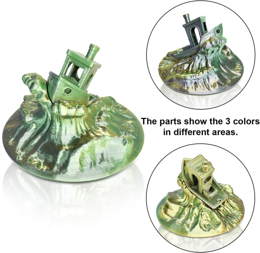 YOUSU Tri-color Silk PLA 3D Filament with gorgeous surface, Tangle free, Pearlescent  1.75mm, 2.85mm 1kg