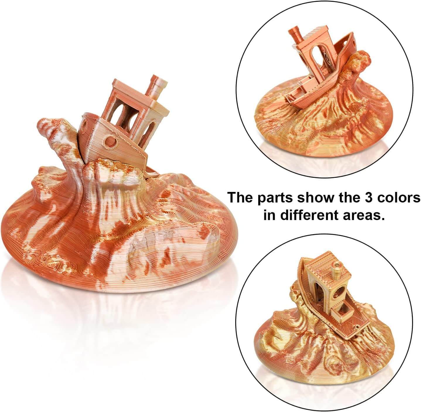YOUSU Tri-color Silk PLA 3D Filament with gorgeous surface, Tangle free, Pearlescent  1.75mm, 2.85mm 1kg