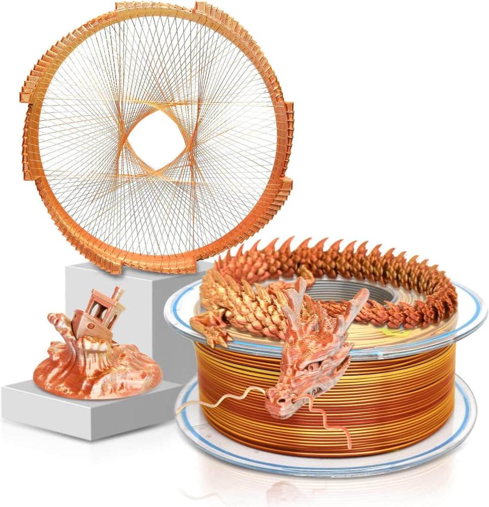 YOUSU Tri-color Silk PLA 3D Filament with gorgeous surface, Tangle free, Pearlescent  1.75mm, 2.85mm 1kg
