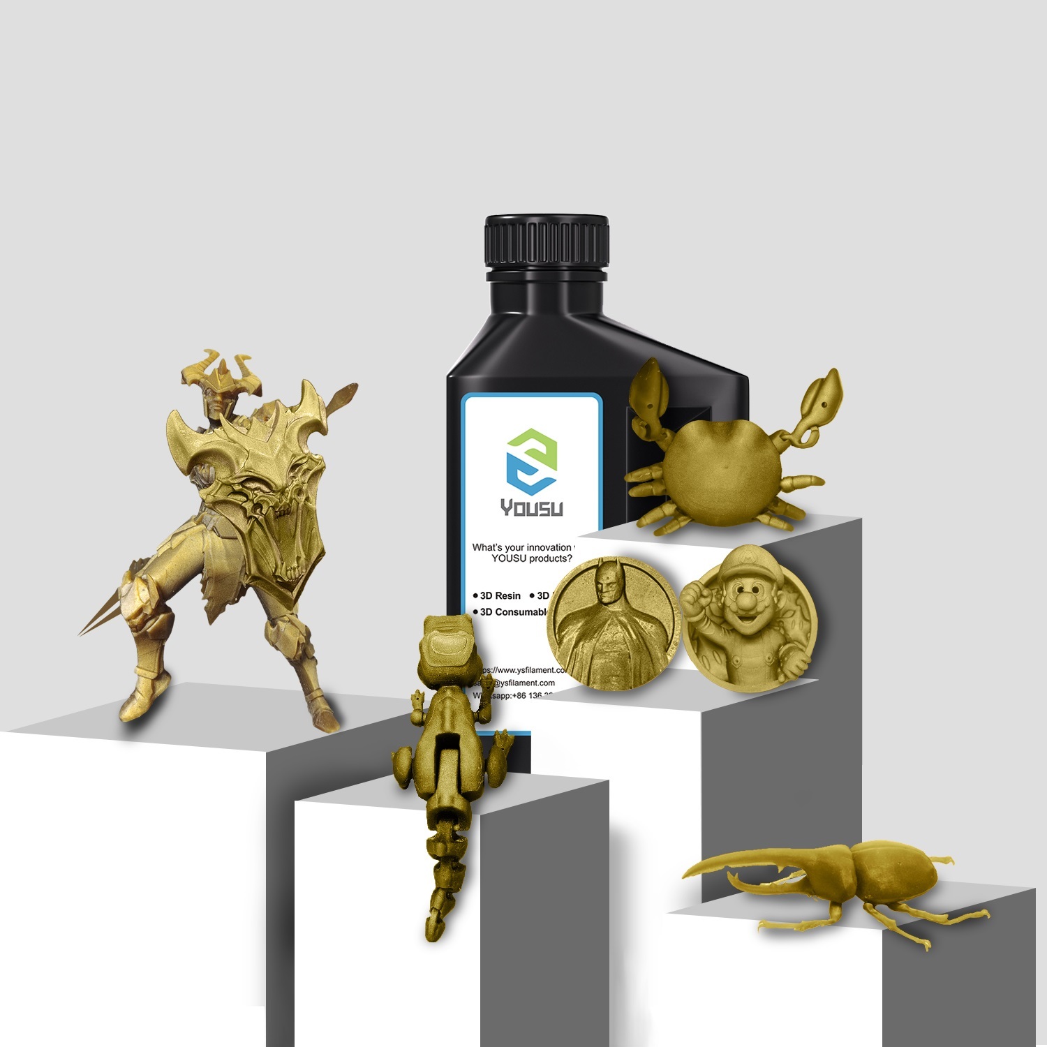 YOUSU Metallic Structural  3d printer resin  for 405nm 8K 12k 3d printer Castable resin dental resin printer supplier