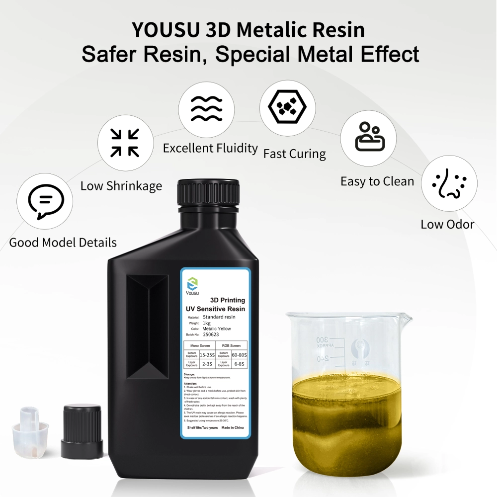 YOUSU LCD 3D Printer Metallic Resin Pack Metal Printing, Silver/Gold... YOUSU LCD 3D Printer Metallic Resin Pack Metal Printing, Silver/Gold...