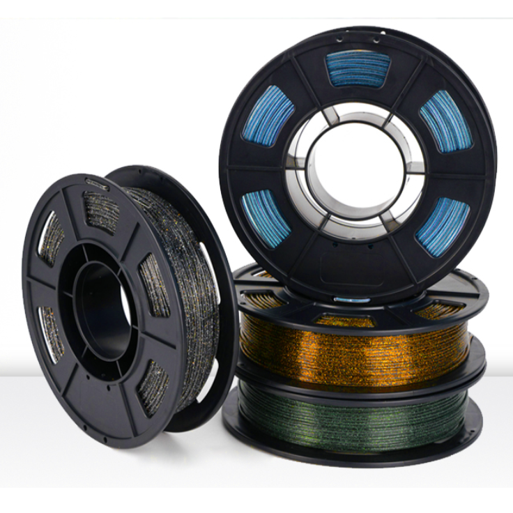 YOUSU  Glitter PLA co-extrude 3D Filament clear coat outside, black inside, 3d printer pla filament galaxy glow pla for FDM 3d pinters