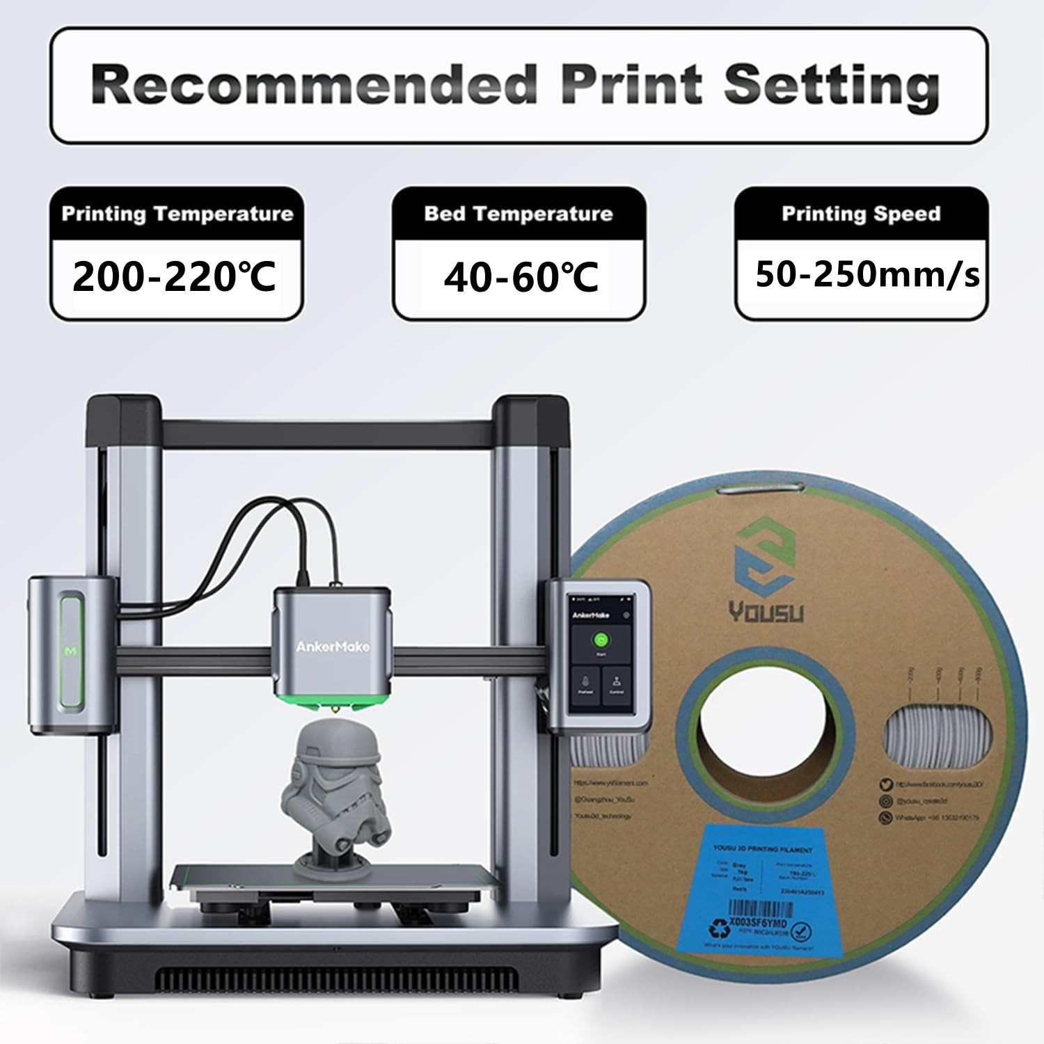 YOUSU 3D manufacturer faster pla fitament fit for Bambu Fab Ankermaker M5 Creality K1 FDM 3d pinters high speed pla filament