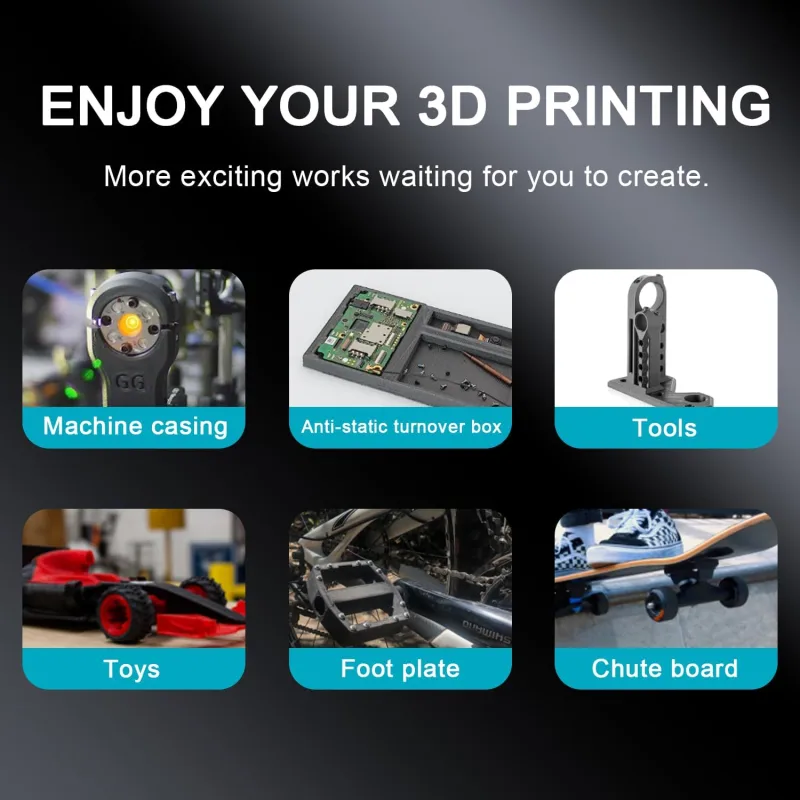 YOUSU Carbon Fiber PA 12 3D Filament with higher temperature strength Matte black 1.75mm, 500g