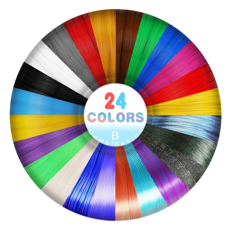 YOUSU 3D Pen PLA Filament Refill, 24 Colors 1.75mm PLA Filament Pack, Each Color 3Meters, Total 72Meters 3D Pen/3D Printer PLA Sample Pack, Compatible with MYNT3D / SCRIB3D Printing Pen