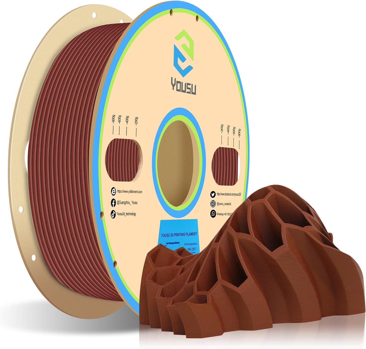YOUSU Dual Color Wood Pla 1.75mm 3d printing filament for FDM 3d Printer