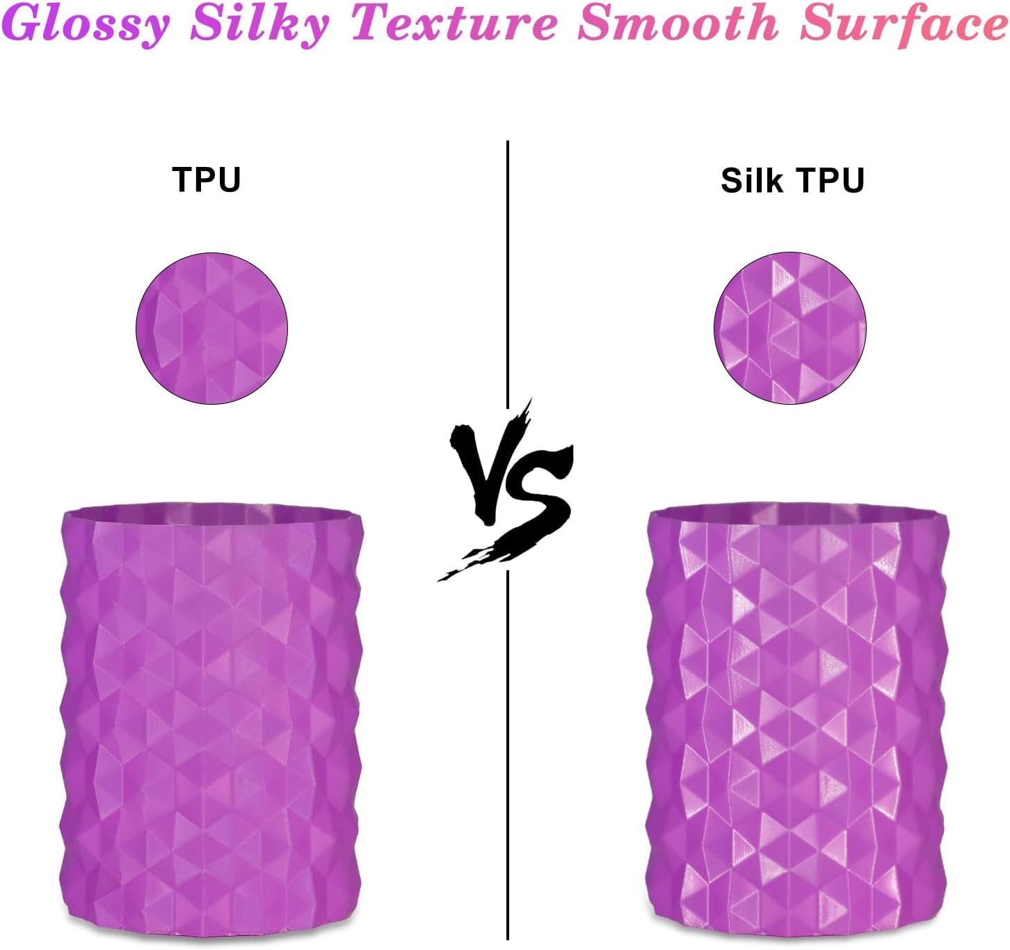 YOUSU 3D TPU Silk 95A Multi Colors Shiny Silk TPU 3D Printing Filament 1.75mm For 3D Printer Glossy Surface Glossy Silk Surface Flexible TPU Filament