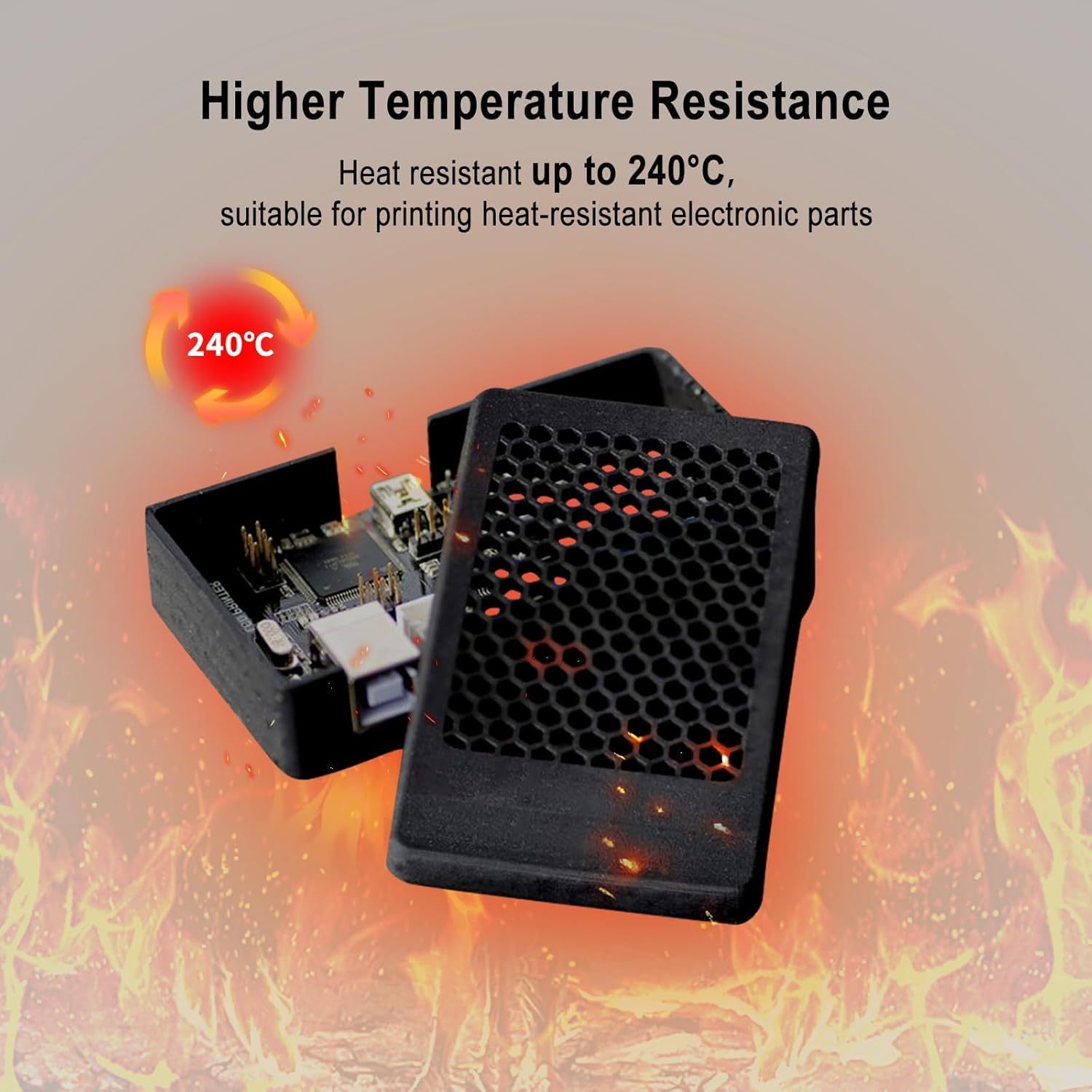 YOUSU High-Temp Resistant 3D Printer Resin - Up to 220°C, 3D Printing Resin for Engineering, Industrial Applications, 405nm DLP LCD UV-Curing Photopolymer Resin, Black 1000g